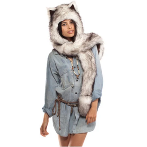 10 13 видов стилей шапка с капюшоном из искусственного меха, шапка с ушками, ручные карманы, 3 в 1, шапка с животным волком, плюшевая теплая шапка с ушками, шапка с шарфом, перчатки - Цвет: 10