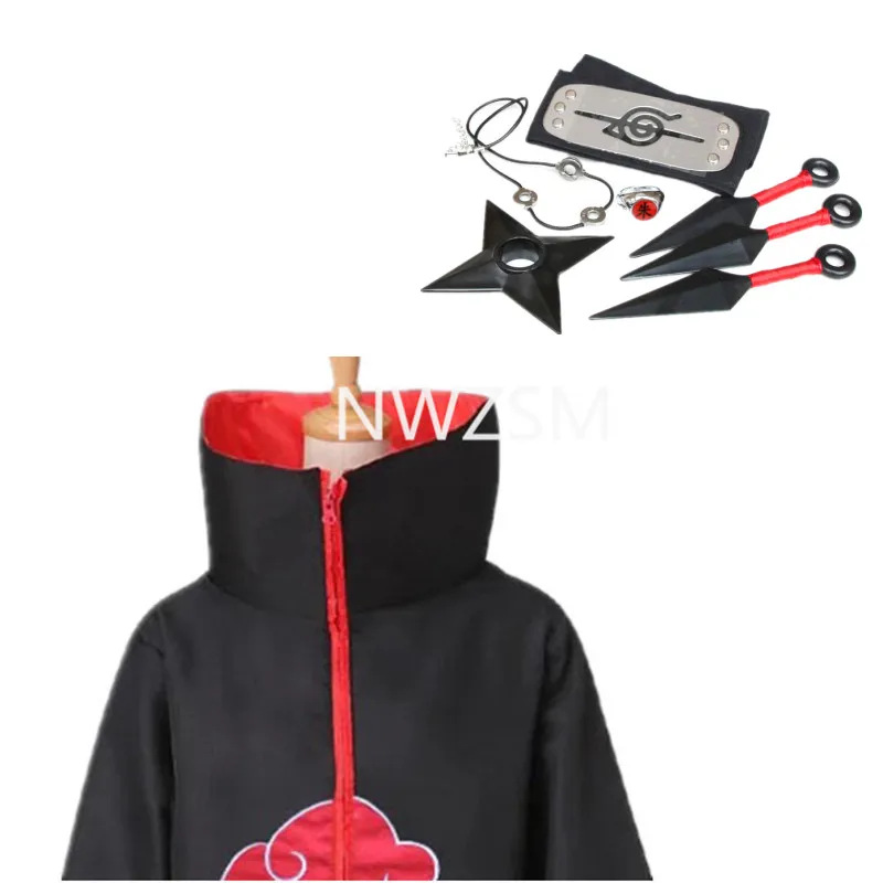 Аниме обезболивающие костюмы костюм Акацуки плащ повязка на голову кольцо набор