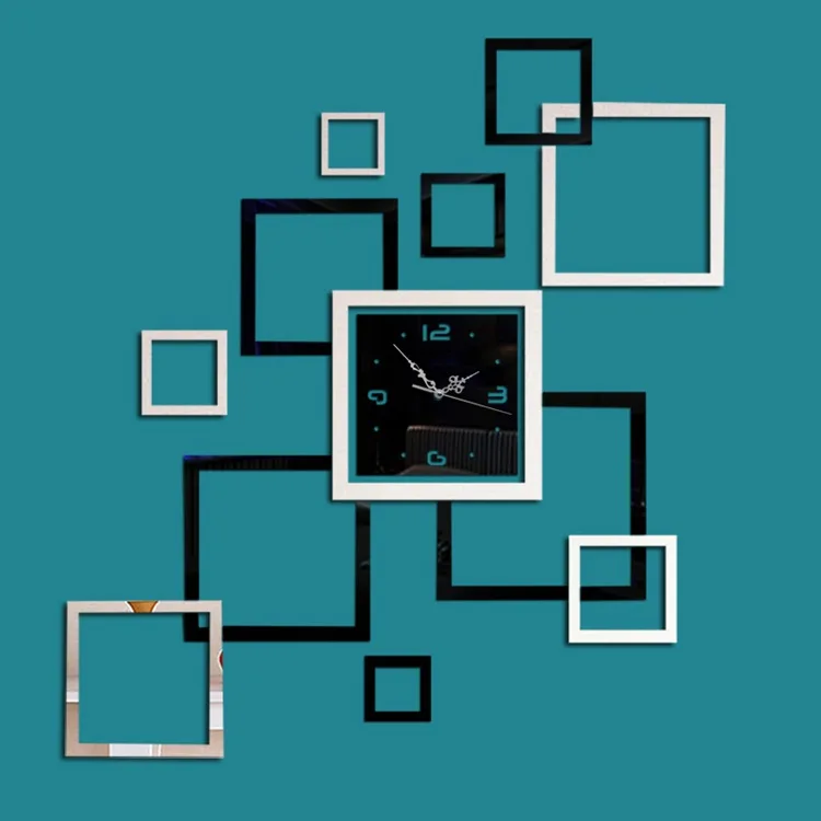 Зеркальные 3D часы акриловые стерео ручной работы креативные двухцветные