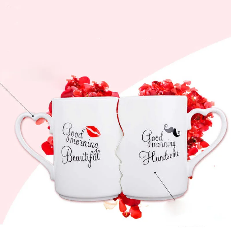 

Simple Ceramic Cup Couple Cup Pair of Bone China Tea Cup Creative Wedding Gift Coffee Cup Water Mug Mug Cups and Mugs Tumbler