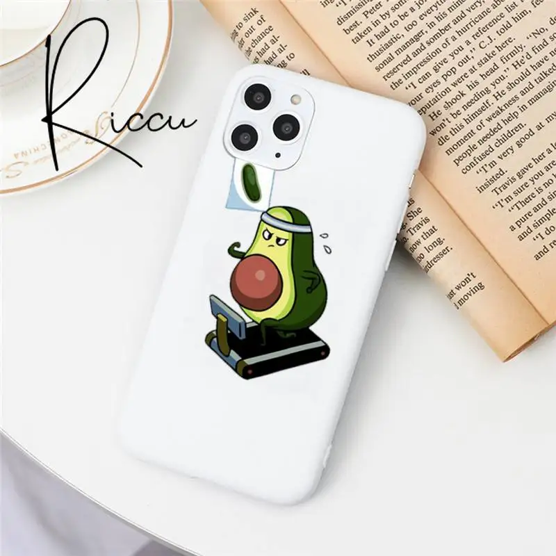 

Avocado Cartoon Phone Case For Iphone 12 Pro Max Mini 11 Pro XS MAX 8 7 6 6S Plus X 5S SE 2020 XR Candy White Silicone Cases