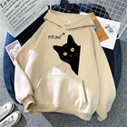 Meow Black Cat для мужчин с капюшоном модные свободные кофты унисекс с плотными принтами пуловер высокого качества уличная теплая спортивная одежда