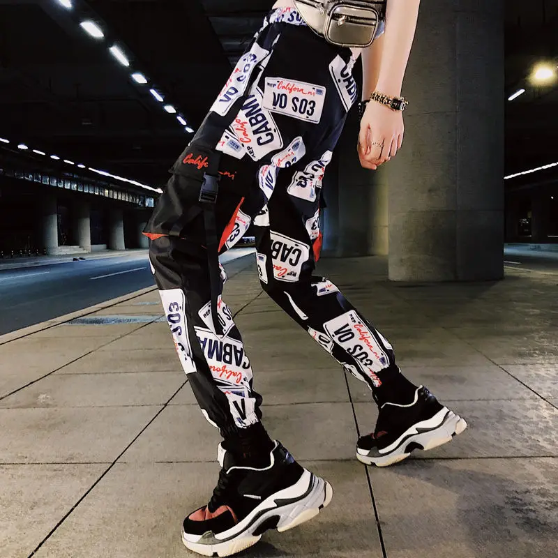 Брюки женские с завышенной талией Джоггеры в готическом стиле принтом 3D