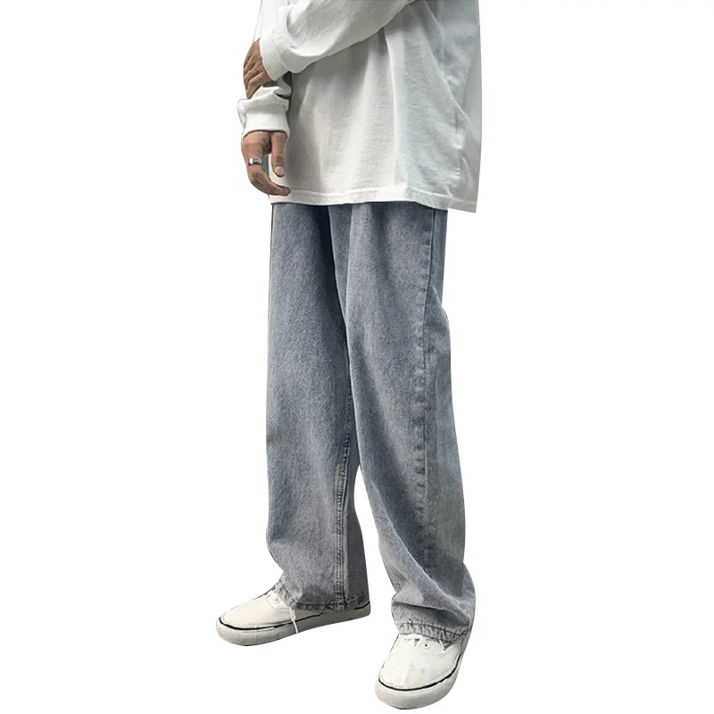 

Wide leg jeans men's straight loose pants hong kong style fashion versatile retro drape pants