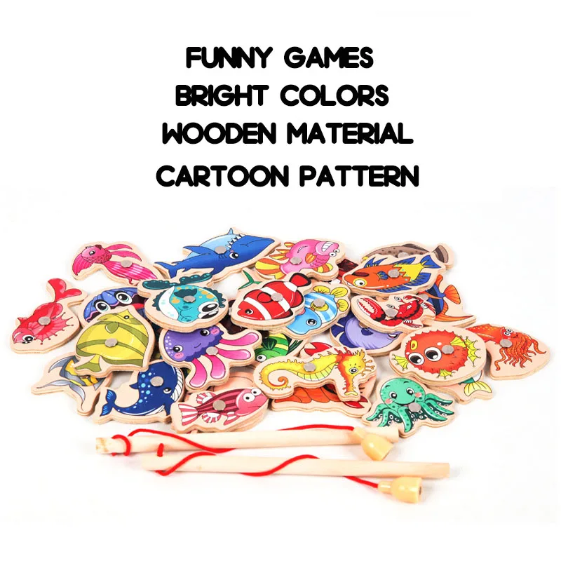 Детские магниты игрушки для рыбалки материалы Монтессори Обучающие деревянные