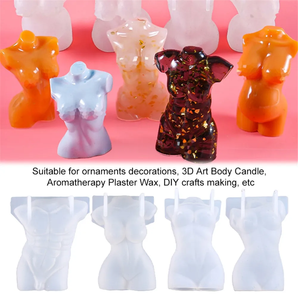 3D человеческого тела лампы в форме свечи прессформы с украшением виде кристаллов