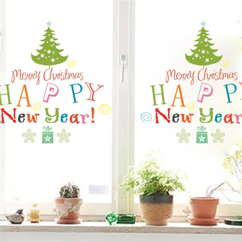 Счастливого Рождества с Новым годом декоративные настенные наклейки для