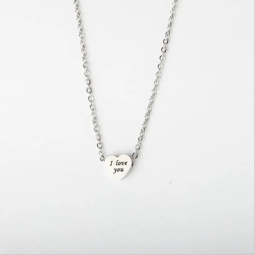 5 шт./лот зеркальная полированная нержавеющая сталь ожерелье с сердечком