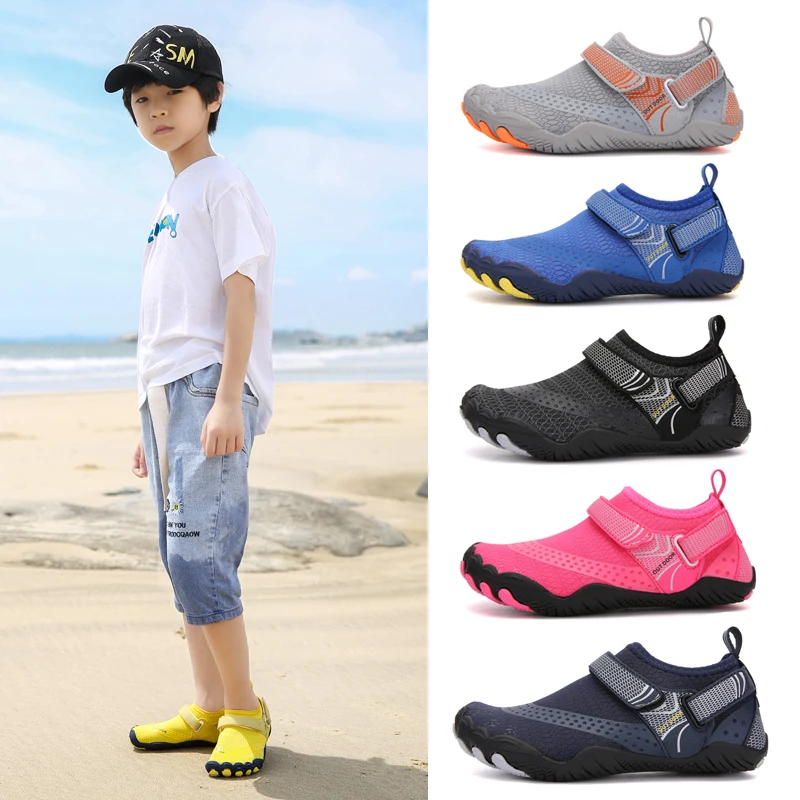 

New Children Quick-Dry Water Shoes Breathable Wading Shoes Upstream Non Slip Outdoor Sports Wearproof Beach Sneakers Size24-37