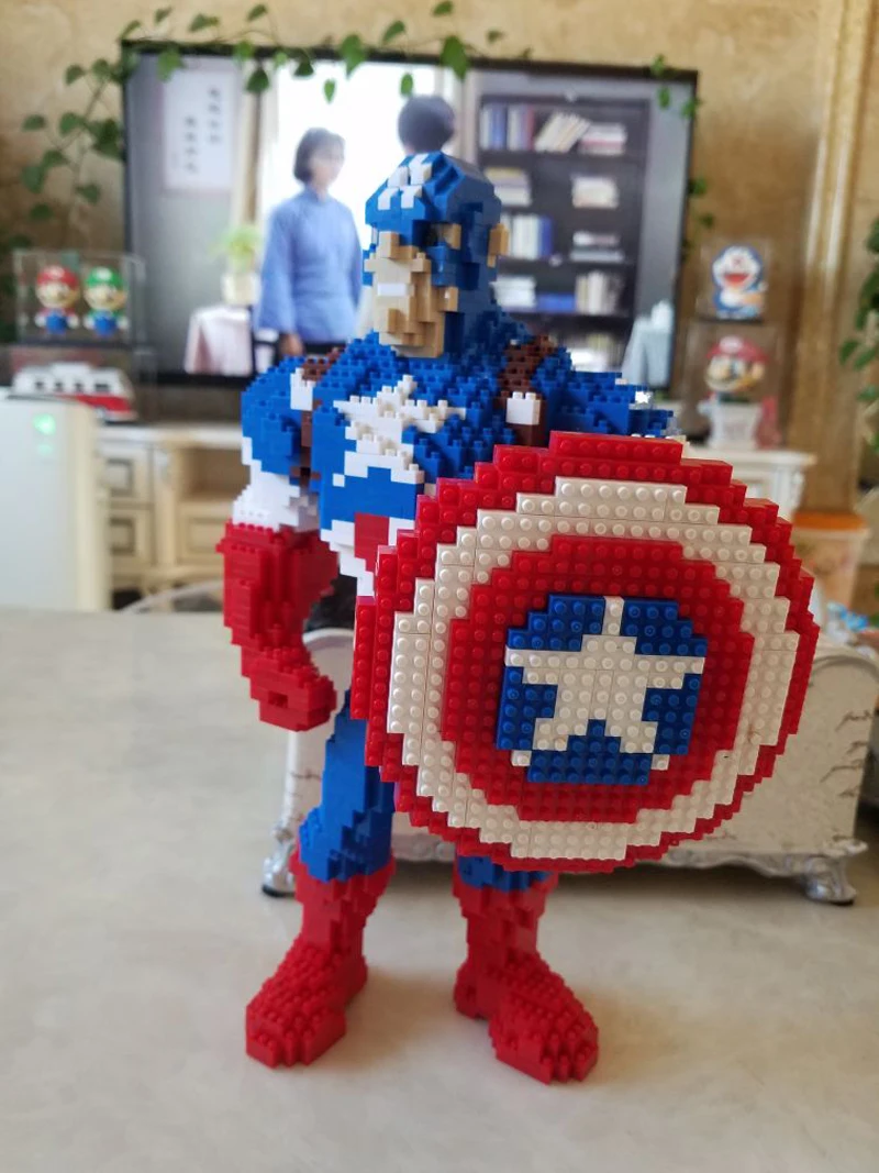 Marvel Мстители Капитан Америка герой DIY 3D модель Алмазная Мини Строительные