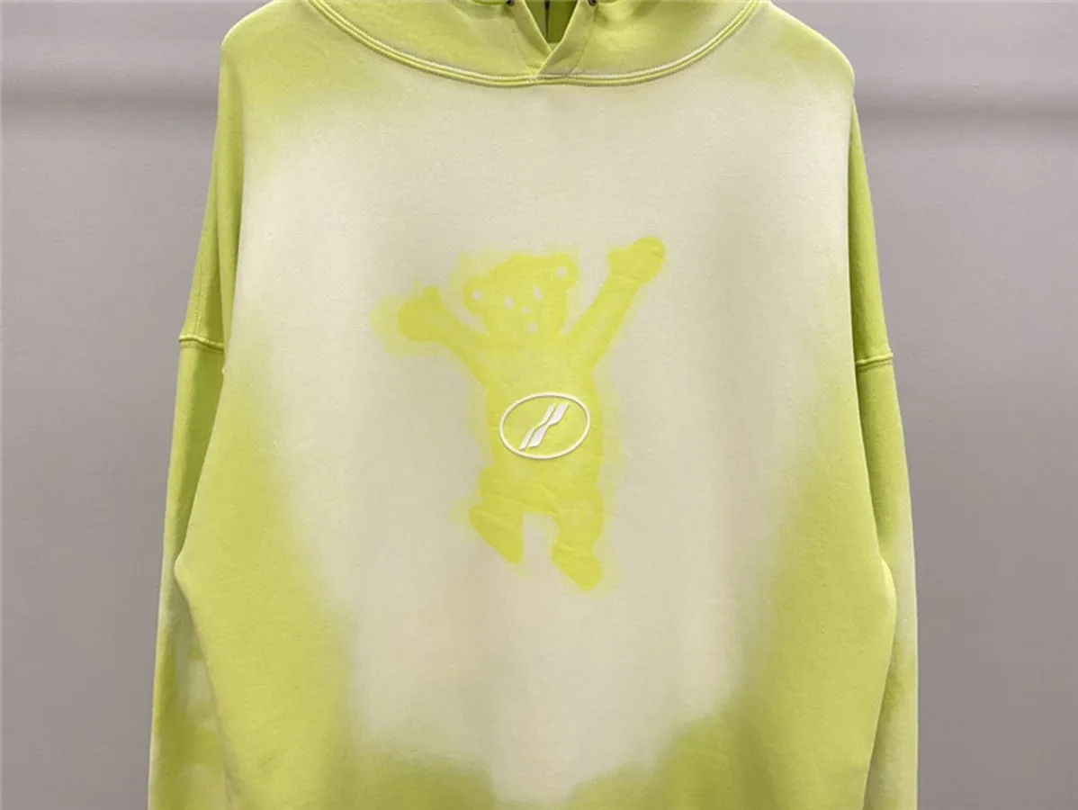

Faded Tie Dye bear Welldone Hoodie Men Women Foaming Printing Hooded Loose we11done Pullover