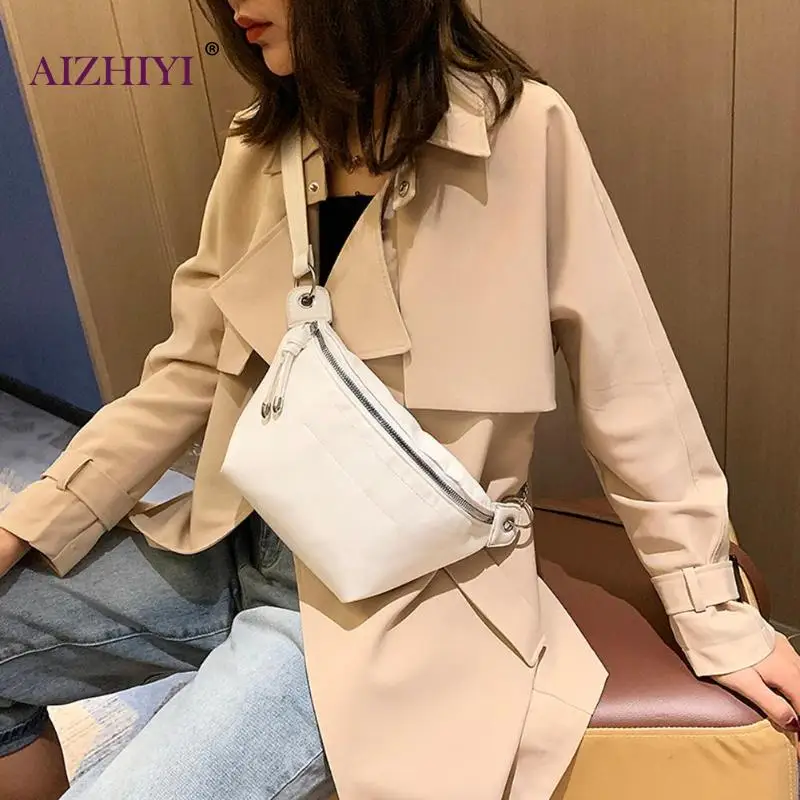 Сумка через плечо с цепочкой для женщин 2021 модная черная белая поясная сумка на