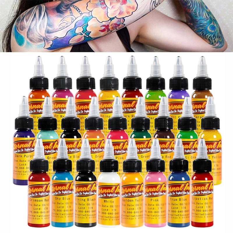 Professional Tattoo Ink 25 Colors Pigment Set 30ml Bottle Permanent Tattoos Ink Kit For Eyebrow Body Paint Makeup Art Beauty