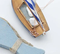 10 lucky hollow origami small sailboat navigation boat pendant chain necklace geometric sailor beach collarbone necklace jewelry