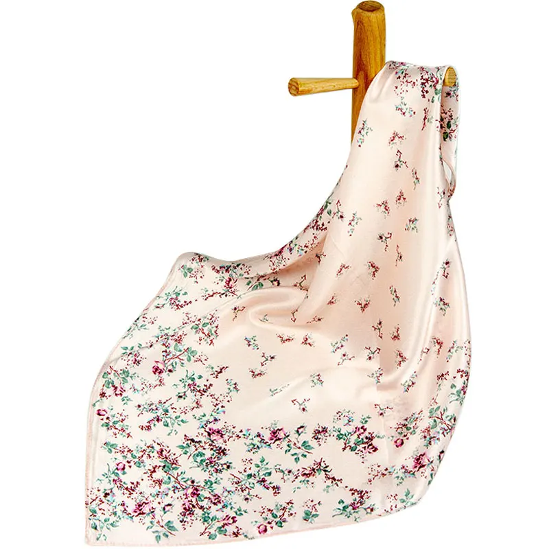 

High-quality Pure Silk Scarf Women Bandana Female Hair Scarf Women's Natural Silk Square Headband Head Scarf for Women Flower