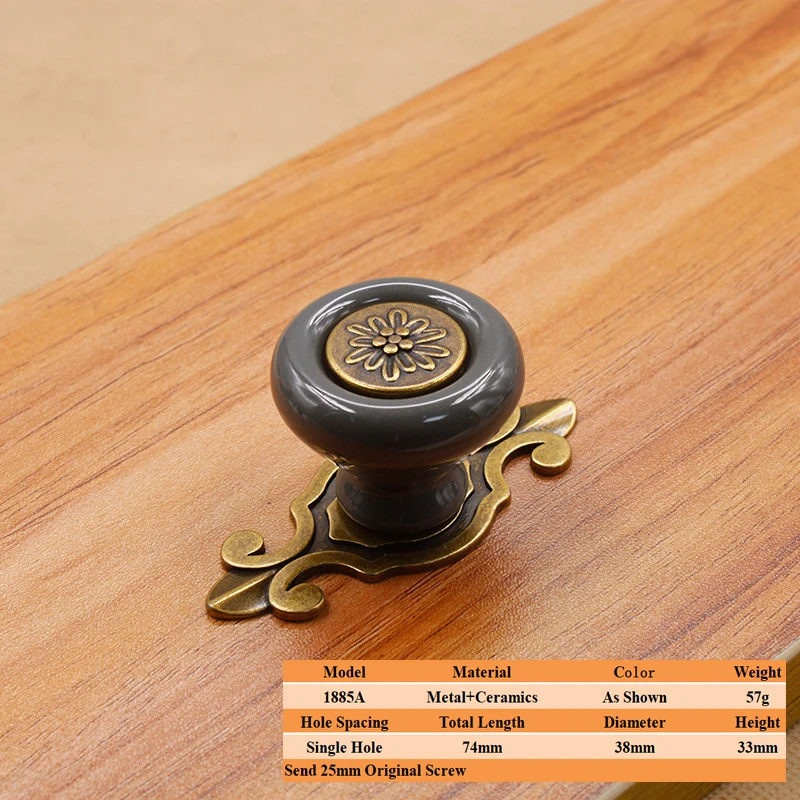 

Европейская классическая антикварная медная керамическая ручка шкафа, ящик, винный шкаф, ручка из цинкового сплава с одним отверстием