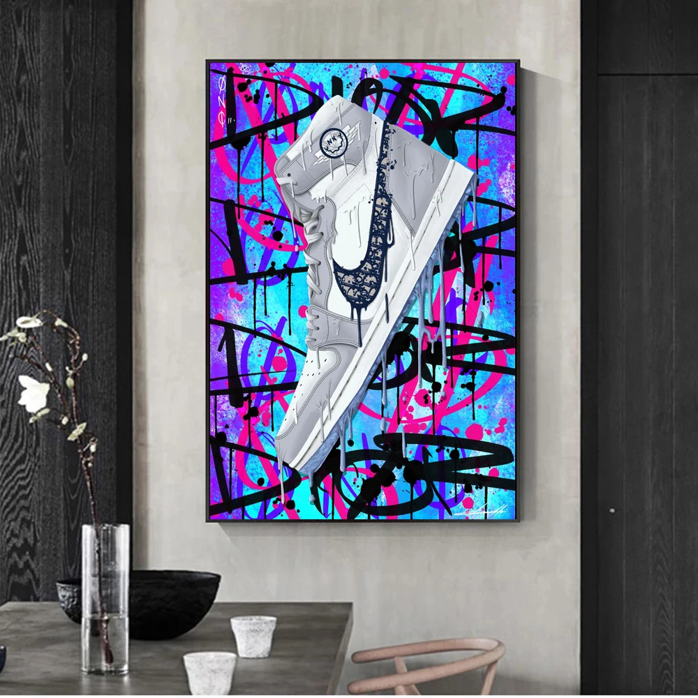 

Graffiti Artwork Sneakers Canvas Painting Posters and Prints Wall Decor Sport Shoes Street Wall Art Picture Room Decor Home Deco