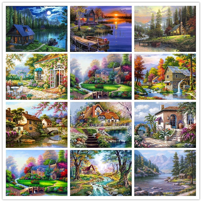 DIY Алмазная картина полная круглая дрель пейзаж Вышивка крестиком наборы мозаика
