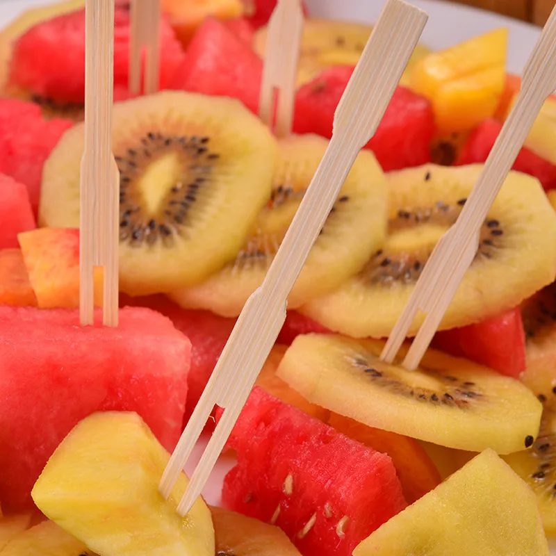 100 шт чистое бамбуковое одноразовые деревянные фруктовые вилки десерт коктейль