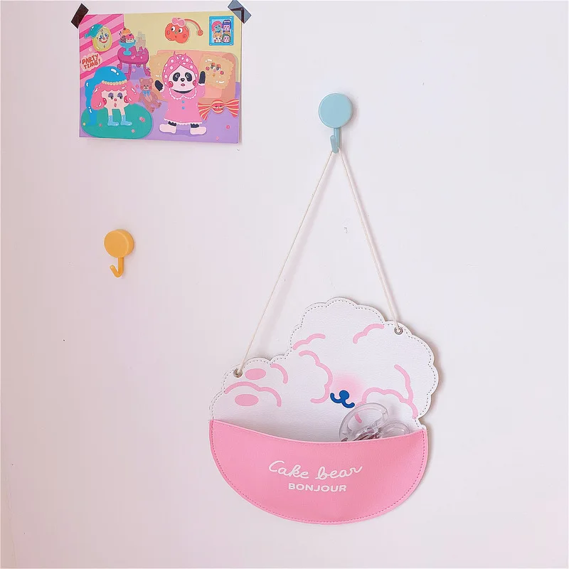 

Cartoon Cute Bear Pattern Single Pocket Hanging Type 1pcs Storage Dispenser Hanging Storage Bags Multicolor Home Decor