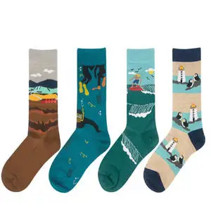 Красочные носки осень зима Harajuku красочные счастливые Смешные символ иллюстрации