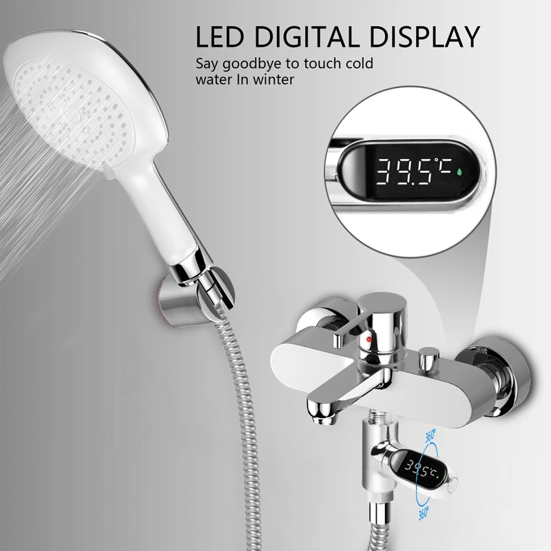 Water Shower Thermometer LED Display Home Care Flow Self-Generating Electricity Meter Monitor Baby Celsius Faucets Precise Bath | Дом и сад