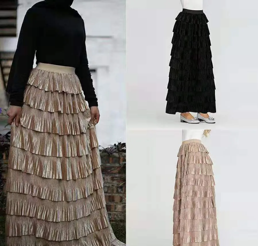 Элегантные многослойные плиссированные длинные юбки женское коктейльное платье