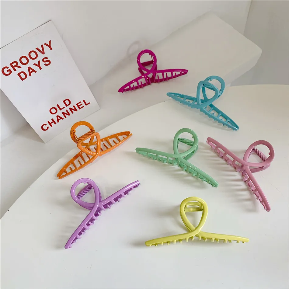 

Candy Color Color Plate Hair Big Catch Clip Hair Clips For Girls Hairpin Accessories Big Hair Elastic Bow Headband Vintage Style