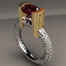 

Milangir Oval Red Stone Vintage Ring Square Zircon Paved Rings Female Wedding Engagement Ethnic Jewelry