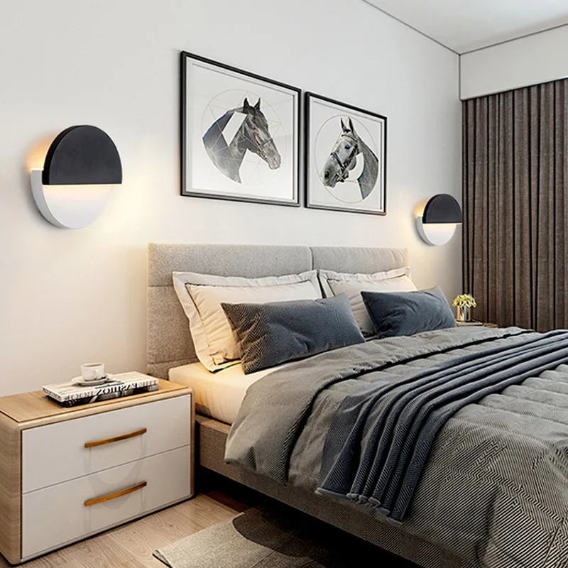 Скандинавский круглый вращающийся настенный светильник для гостиной