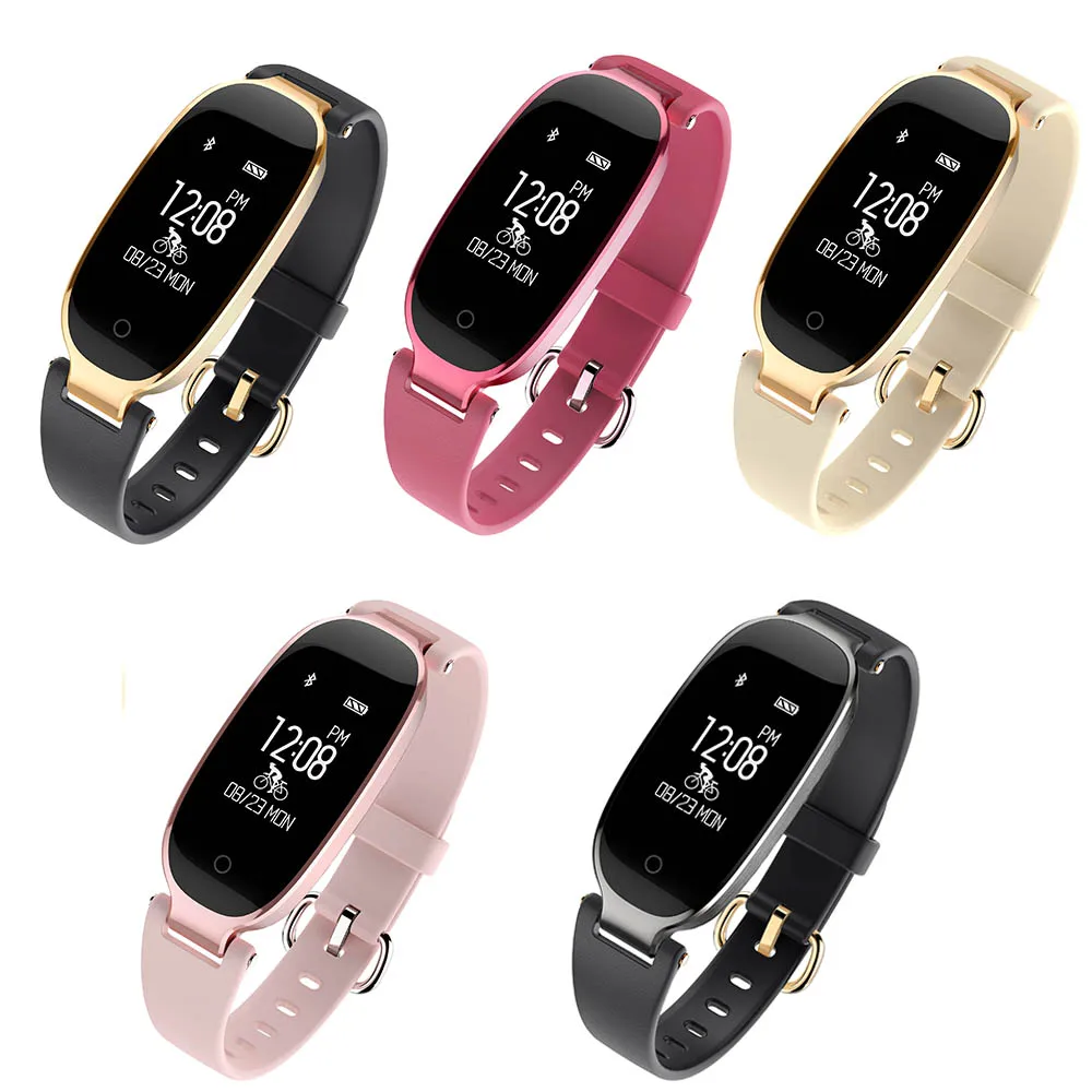 Модные Фитнес Смарт часы браслет для женщин IP68 Водонепроницаемый Bluetooth монитор
