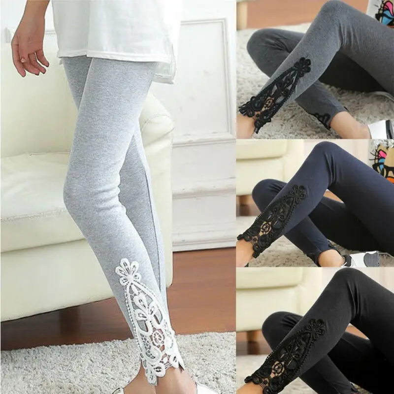 

Fashion Womens Lace Crochet Sexy Skinny Leggings Stretch Jeggings Pants Casual High Waist Lace Fitness Leggings