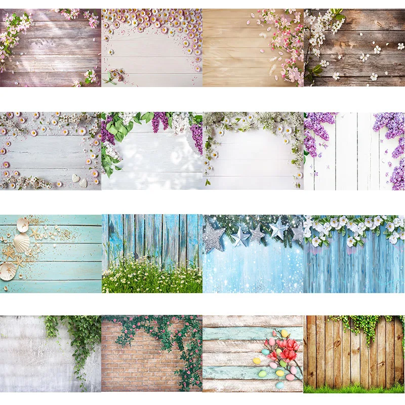 

Avezano Backdrops Birthday Wedding Wooden Board Spring Flowers Tassel Planks Decor Photography Background Photo Studio Photocall