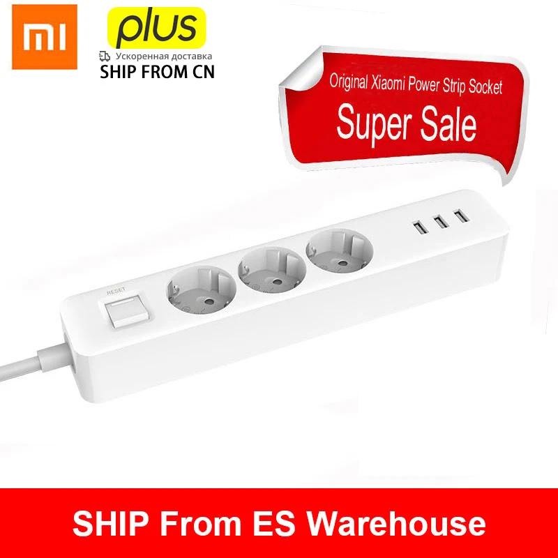 Новое поступление оригинальный удлинитель питания Xiaomi Mijia 3 розетки USB порта