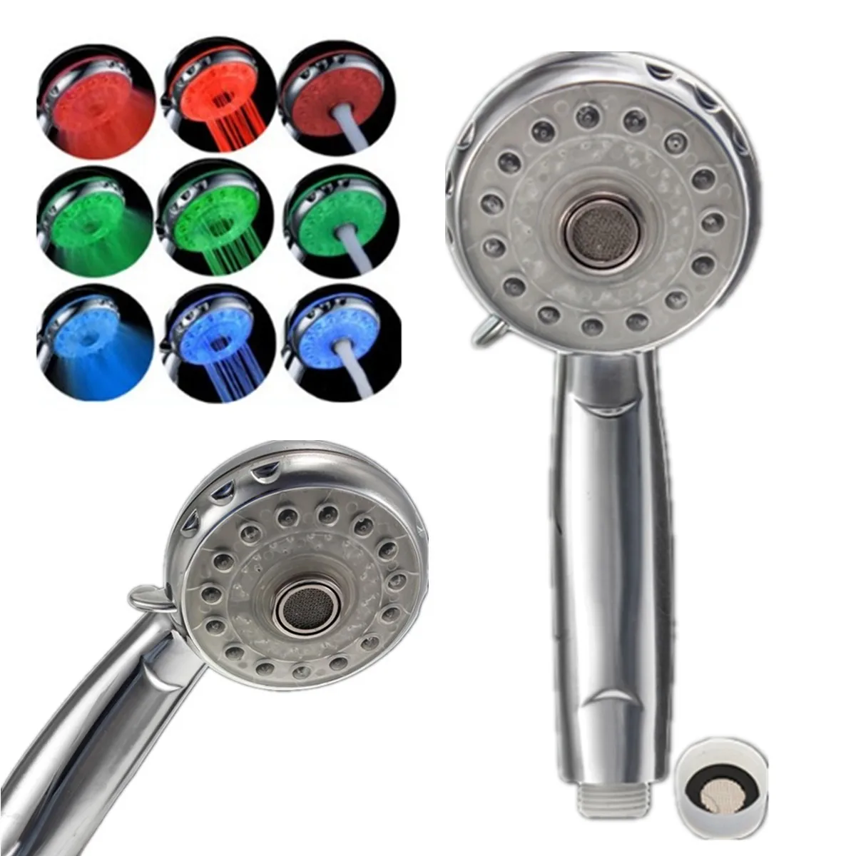 adjustable temperature shower head 3 mode 7 color led light sprinkler sensor bath sprinkler colorful flash bathroom shower head free global shipping