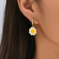 sun flower smiley earrings and apple design earrings gold dripping alloy small pendant stud earrings