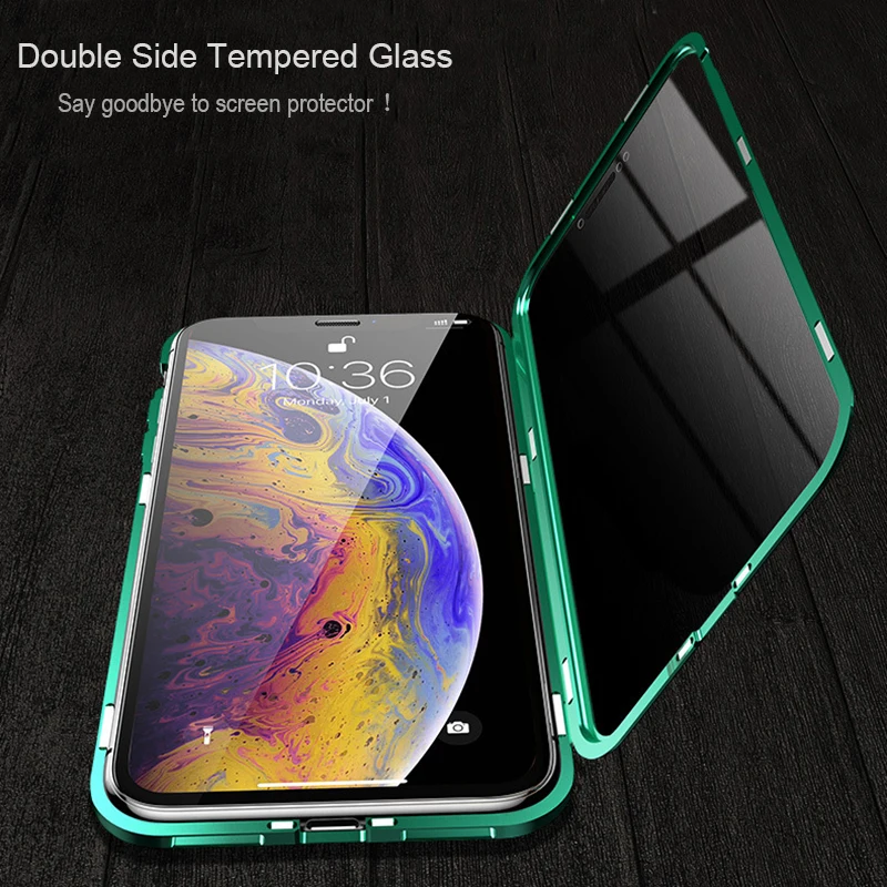 Двойное магнитное закаленное стекло чехол для телефона iPhone 6S 7 8 Plus XR XS 11 Pro MAX