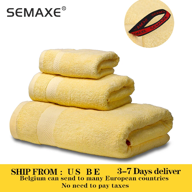 

SEMAXE Soft Towels Set 100%Cotton,Bath Towel, Hand Towel,Washcloth,Highly Absorbent, Hotel Quality For Bathroom. yellow,Sell