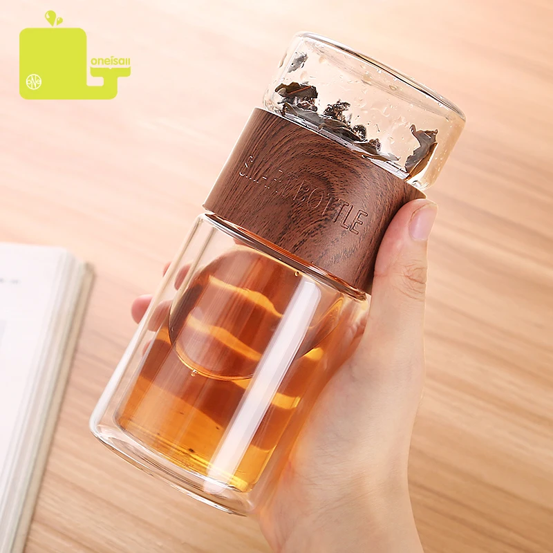 

Oneisall 200ml Glass Water Bottle With Bag High Borosilicate Double Tea Water Bottle Infuser Tumbler Drinkware Smart Bottles