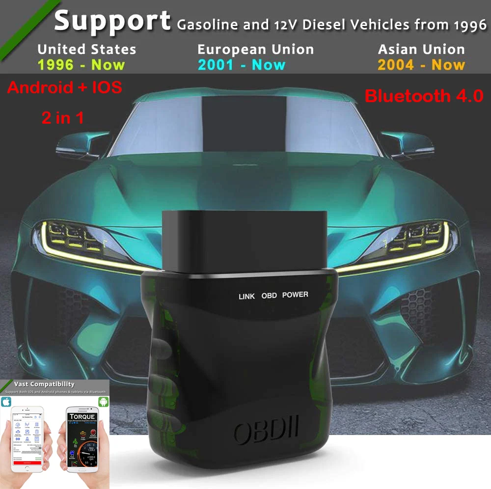 Супер ELM327 V1.5 OBD2 сканер для IOS /Android 2 в 1 автомобиля OBDii читателя сброс кодов