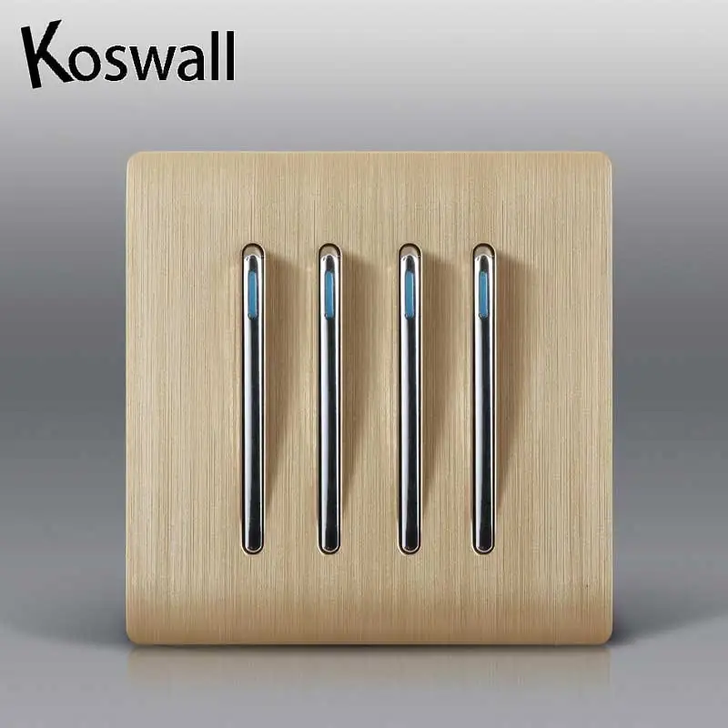 Настенный выключатель 4-позиционный 2-позиционный Светильник цвета шампанского и