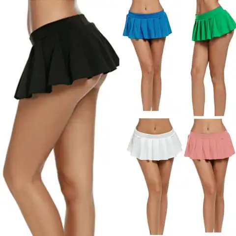 Women Sexy Mini Skirts Casual Schoolgirl Hot Sleepwear Micro Skirt Sexy Summer Short SkirtsDance Clubwear Metallic Plus Size