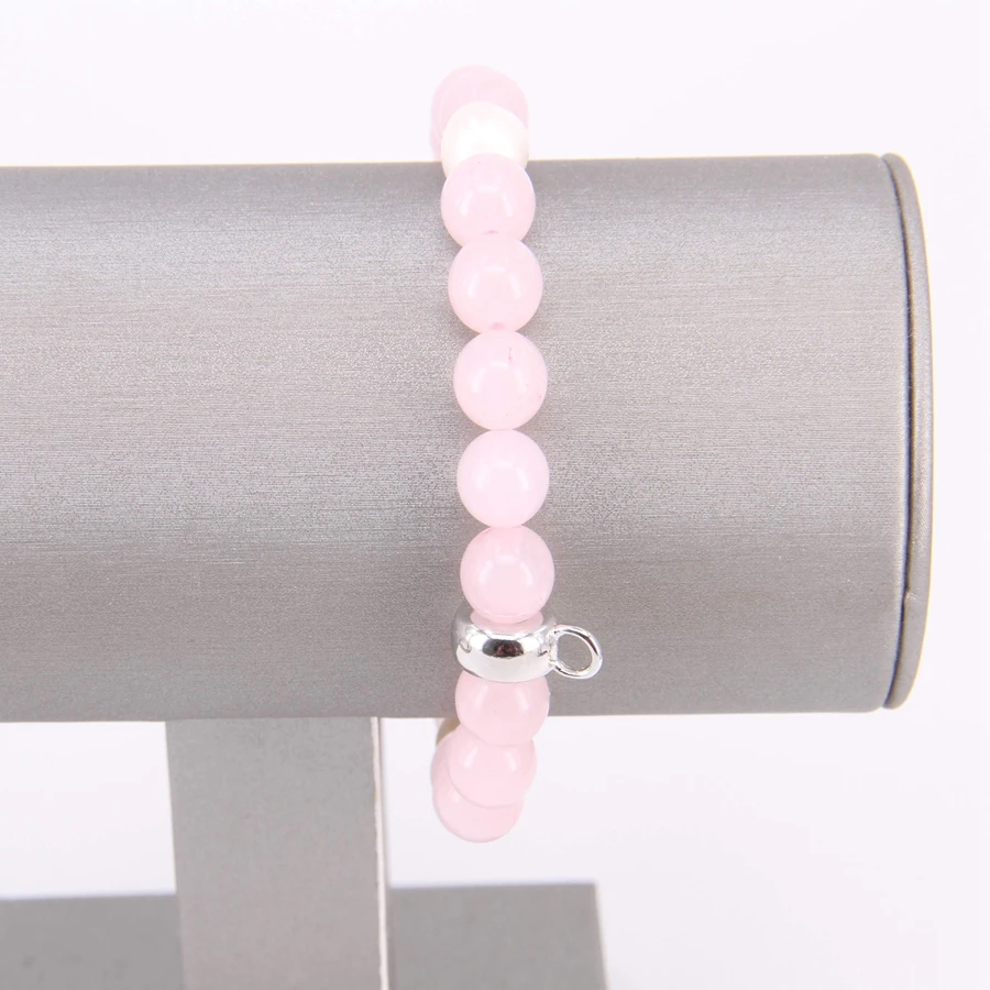 Томас 8 мм розовый кварцевый кристалл Браслеты с бисером шармом романтический