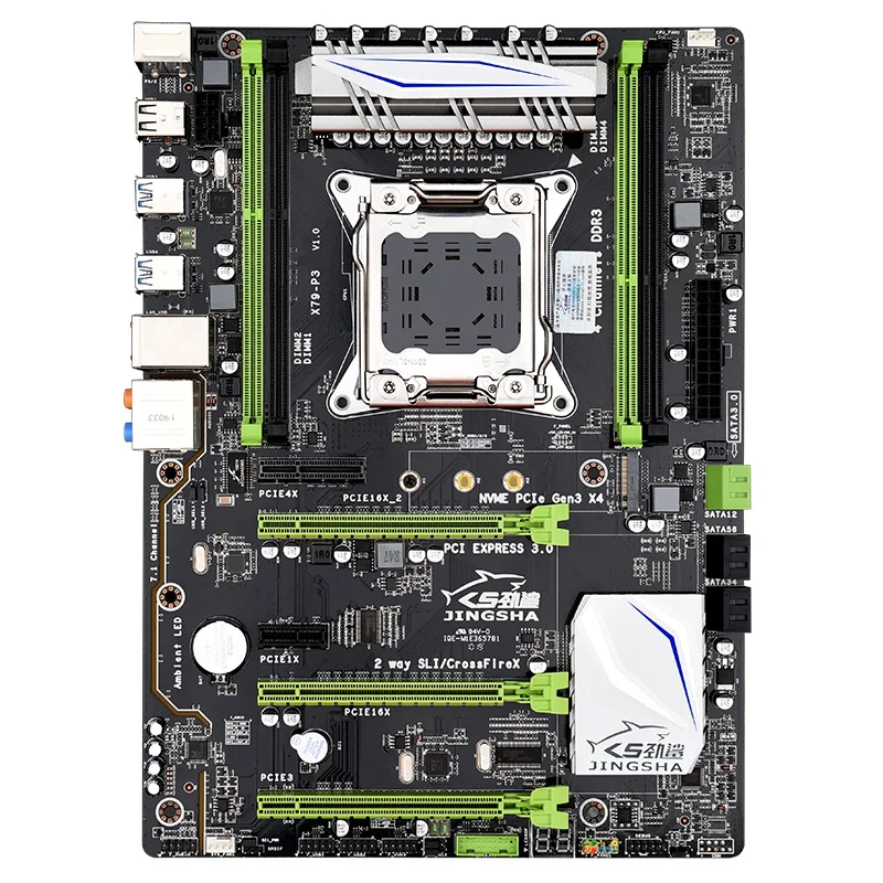 Материнская плата JINGSHA X79 P3 LGA 2011 V2 4 канала 64 ГБ DDR3 ECC ОЗУ NVME M.2 USB3.0 SATA3.0/2 0 для Intel Xeon V1