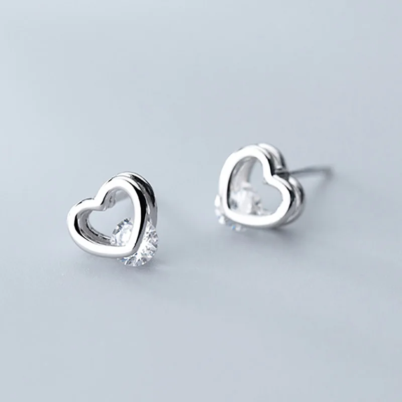 Trusta 925 пробы серебряные ювелирные изделия модные милые миниатюрные 8 мм X 7 мм полые серьги-гвоздики в форме сердца подарок для девочек, детей, леди DS514