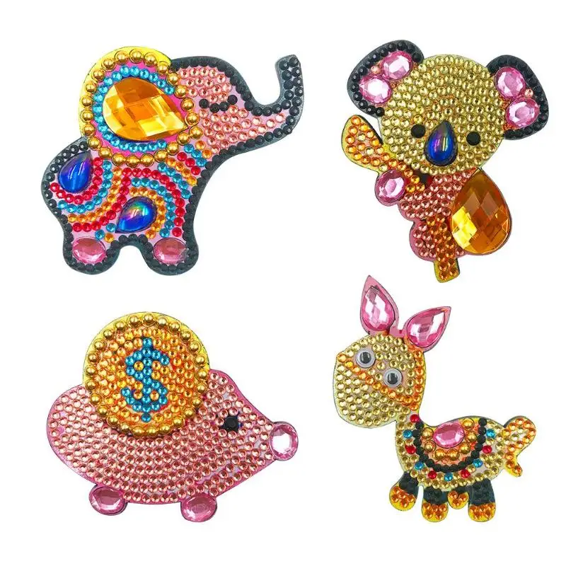 

4pcs DIY Diamond Painting Fridge Magnet Special Shape Full Drill Diamond Embroidery Refrigerator Magnets Sticker Home Decoration