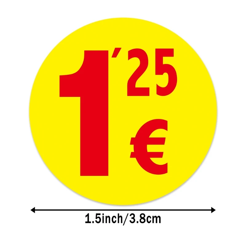 

500pcs Garage Sale Rummage Price Sticker Labels 1.25/1.5 Euros Prices Round Pricing Stickers for Flea Market