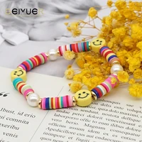 2022 heishi bracelet for women smile face charm pulsera polymer clay beaded pearl bracelets trendy summer beach party jewelry