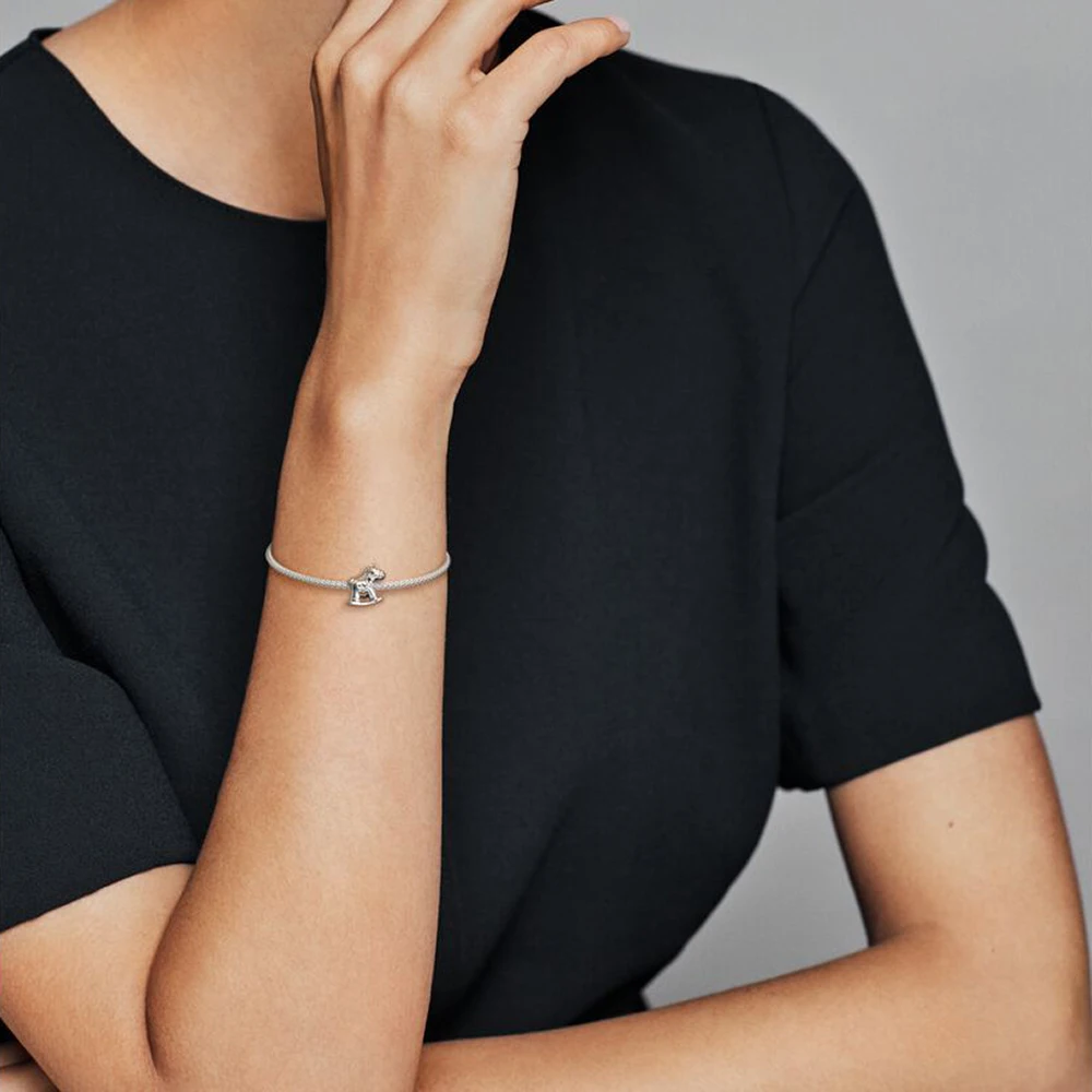 

Ahthen 925 Sterling Silver Bead Bruno the Unicorn Rocking Horse Charms fit Original Pandora Bracelets Women Jewelry Girl Gift