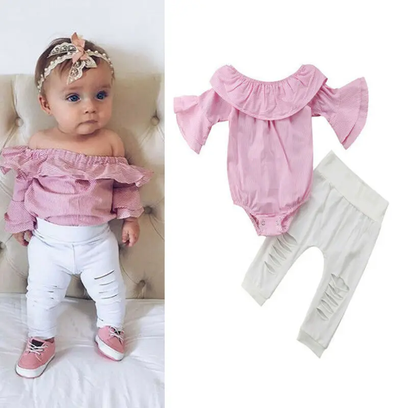 Комплект одежды из 2 предметов для новорожденных девочек розовый комбинезон с